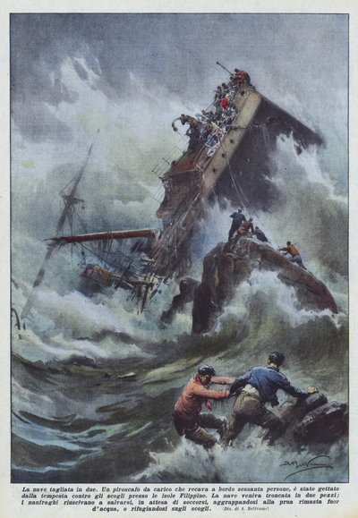 The Ship Cut in Two by Achille Beltrame