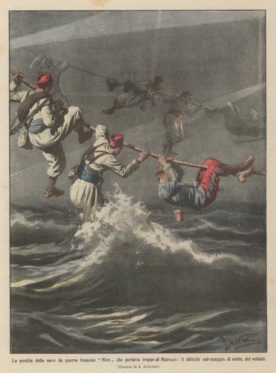 The Loss of the French Warship Nive Carrying Troops to Morocco by Achille Beltrame