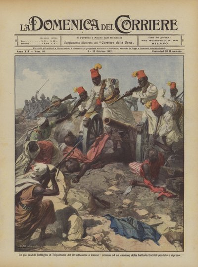 The greatest battle in Tripolitania on September 20 in Zanzur, around a cannon by Achille Beltrame