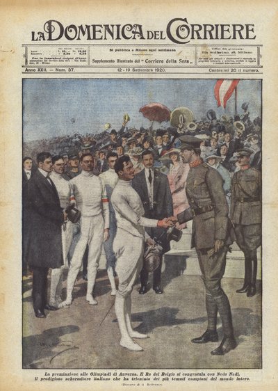 The Award Ceremony at the Antwerp Olympics by Achille Beltrame