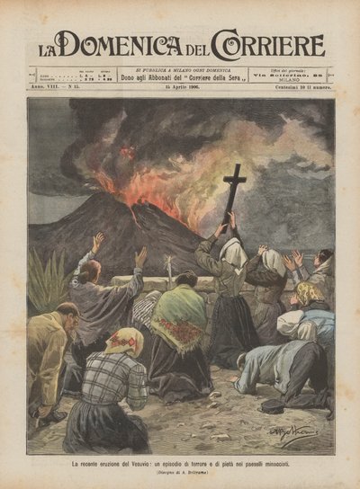 The Recent Eruption of Vesuvius, an Episode of Terror and Pity in the Threatened Villages by Achille Beltrame