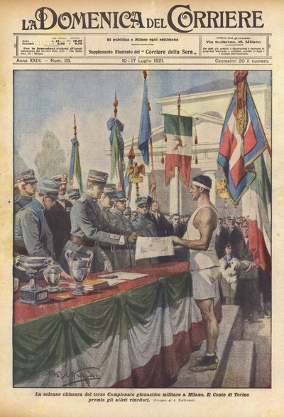 The solemn closing of the third military gymnastics championship in Milan by Achille Beltrame