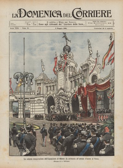 The solemn inauguration of the Milan Exhibition, the ceremony at the honorary entrance to the Park by Achille Beltrame