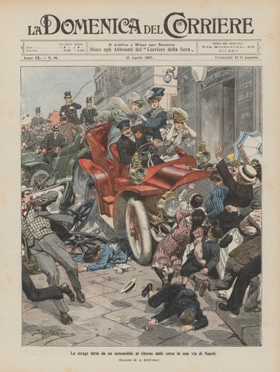 The Massacre Caused by a Car Returning from the Races on a Street in Naples by Achille Beltrame