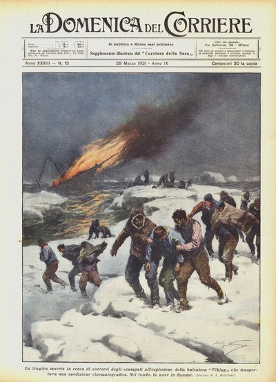 The Tragic March for Help by the Survivors of the Viking Whaler Explosion by Achille Beltrame