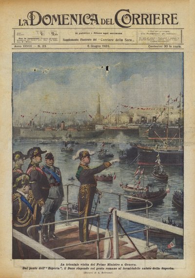 The Triumphal Visit of the Prime Minister to Genoa by Achille Beltrame