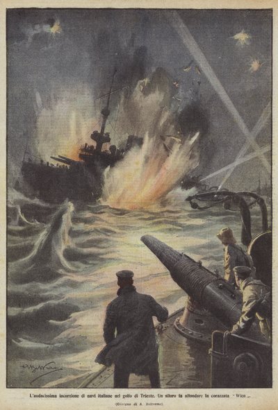 The Audacious Raid of Italian Ships in the Gulf of Trieste by Achille Beltrame