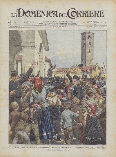 The Party Struggles in Lombardy, Christian Democrats Preventing a Socialist Conference in Incino-Erba by Achille Beltrame