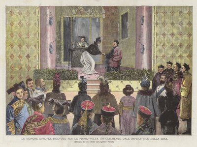 European Ladies Officially Received for the First Time by the Empress of China by Achille Beltrame