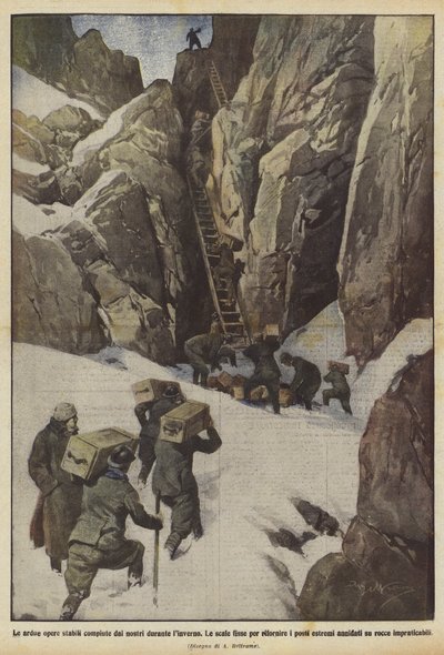The Arduous Stable Works Completed by Our Men During the Winter by Achille Beltrame
