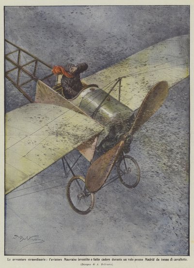 The Extraordinary Adventures, Aviator Mauvaise Hit and Knocked Down During a Flight Near by Achille Beltrame