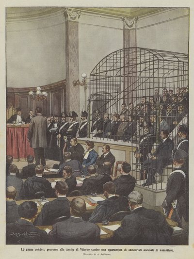 Famous Trials: Assize Court Trial in Viterbo Against Forty Camorristi Accused of Murder by Achille Beltrame