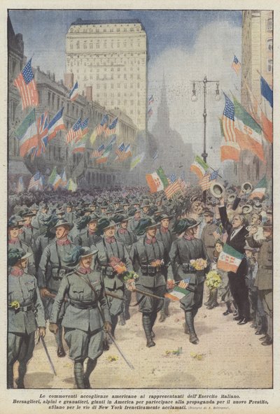 The Moving American Welcomes to the Representatives of the Italian Army by Achille Beltrame