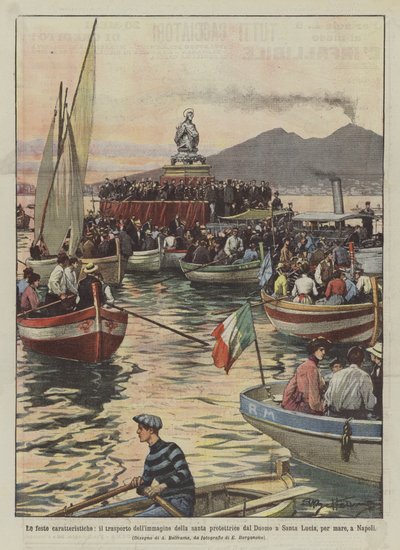 The Characteristic Festivals, the Transport of the Image of the Patron Saint from the Cathedral to Santa by Achille Beltrame