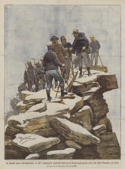 The Great Feats of Mountaineering, the 36th Alpine Company of the Susa Battalion Reaches the Summit ? by Achille Beltrame