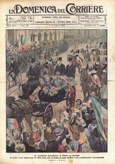 The Grand Welcome of Trieste to the Sovereigns by Achille Beltrame