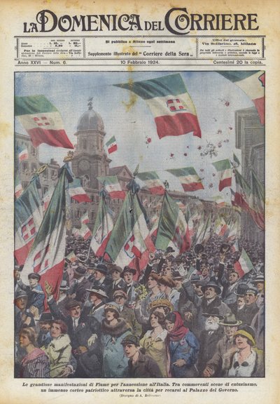 The Grandiose Demonstrations of Fiume for the Annexation to Italy by Achille Beltrame