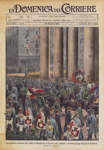 The Grand Honors to the Body of Margherita of Savoy in the Capital by Achille Beltrame