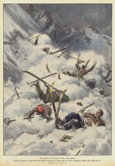 The Winter Dangers of the Mountain by Achille Beltrame