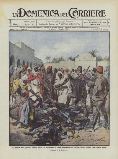 The Treachery of War, Turkish Soldiers Deceiving the Arabs by Showing Them Old Uniforms by Achille Beltrame
