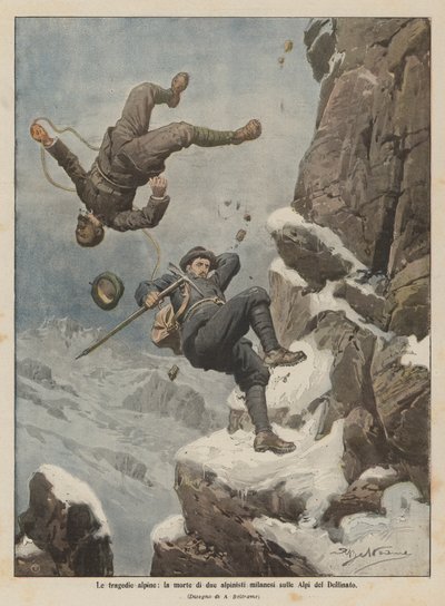 The Alpine Tragedies, the Death of Two Milanese Mountaineers in the Dauphiné Alps by Achille Beltrame
