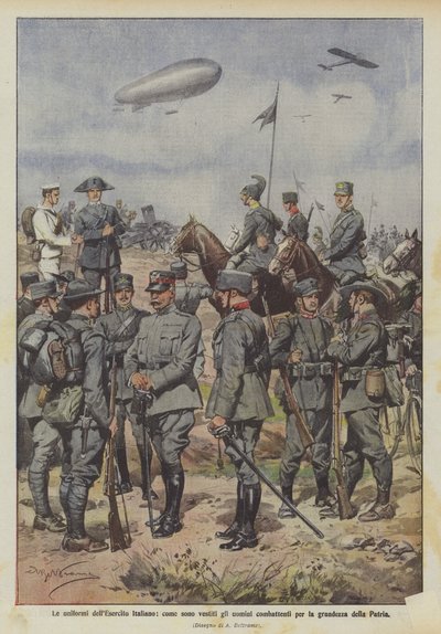 The uniforms of the Italian Army, how the men fighting for the greatness of the Fatherland are dressed by Achille Beltrame