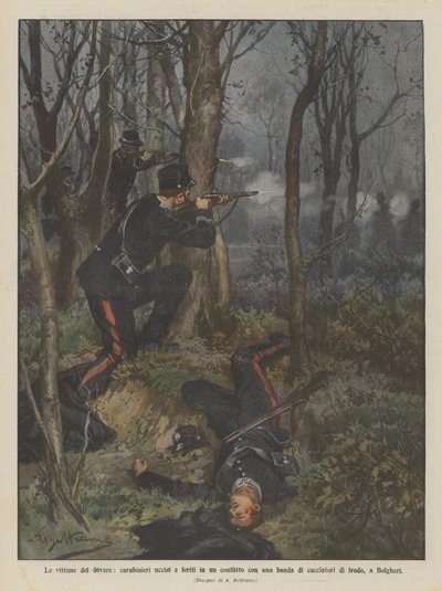 Victims of Duty, Carabinieri Killed and Injured in a Conflict with a Band of Poachers in Bolgheri by Achille Beltrame