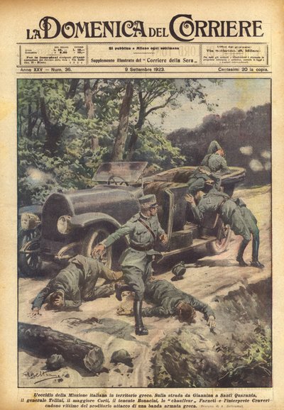 The Massacre of the Italian Mission in Greek Territory by Achille Beltrame
