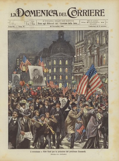 Enthusiasm in New York for the Re-election of President Roosevelt by Achille Beltrame