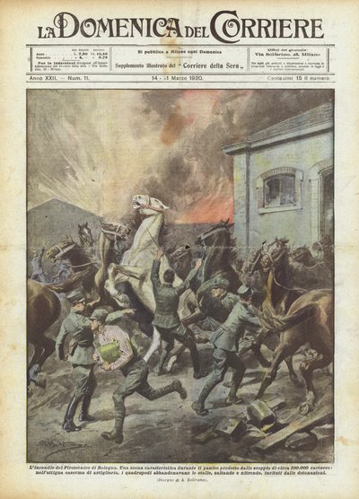The Fire at the Pyrotechnic Factory in Bologna by Achille Beltrame