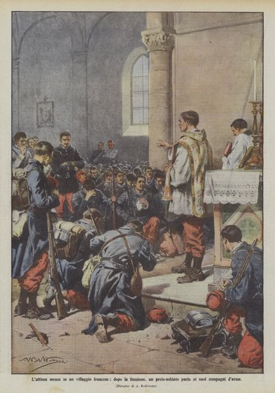 The Last Mass in a French Village, After the Ceremony, a Soldier-Priest Speaks to His Comrades-in-Arms by Achille Beltrame