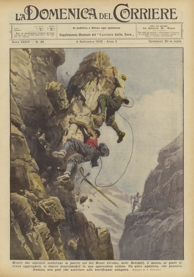 While Two Mountaineers Were Climbing the East Face of Monte Civetta in the Dolomites, the Boulder... by Achille Beltrame