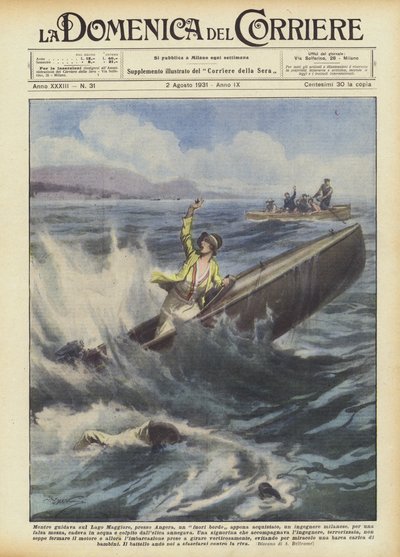 While driving on Lake Maggiore near Angera, a newly purchased speedboat by Achille Beltrame