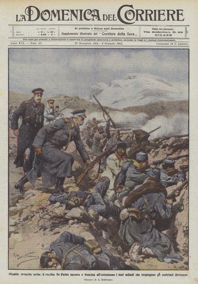 Remarkable Serbian Revenge, Old King Peter Encourages and Enthuses His Soldiers by Achille Beltrame