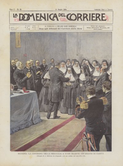 Modena, The Presentation of the Medal to Sister Celeste, A Heroine of Charity by Achille Beltrame
