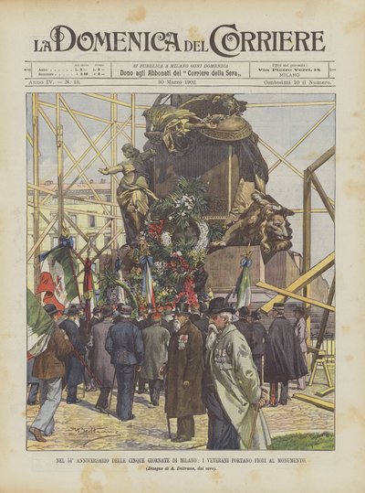 On the 54th Anniversary of the Five Days of Milan, Veterans Bring Flowers to the Monument by Achille Beltrame