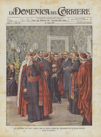 In the Antechamber of the Pope, The Doctors, After Visiting Leo XIII, Destroy Even the Last Hopes by Achille Beltrame