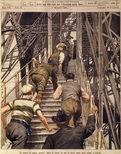 New sports: running race up the stairs of the Tour Eiffel in Paris, December 17 by Achille Beltrame