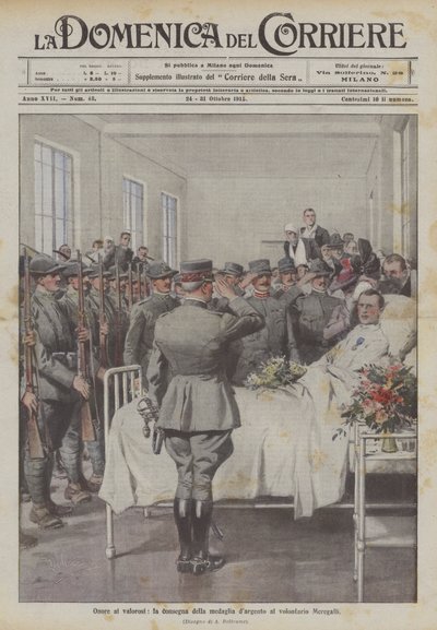 Honor to the Brave, the Awarding of the Silver Medal to Volunteer Meregalli by Achille Beltrame