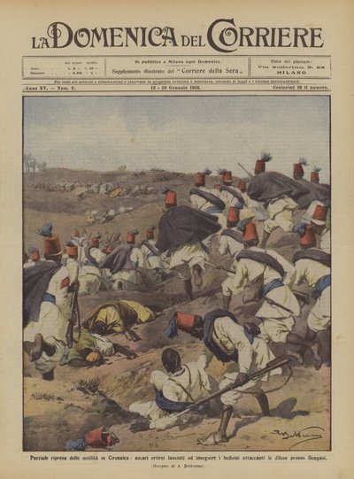 Partial Resumption of Hostilities in Cyrenaica, Eritrean Ascari Chasing the Bedouins by Achille Beltrame