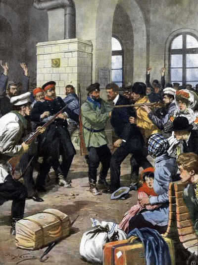 Passengers Attacked at a Railway Station in Europe by Achille Beltrame
