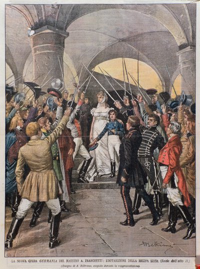 Performance of the opera Germania at the Teatro alla Scala in Milan in 1902 by Achille Beltrame