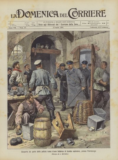 Discovery by the Russian Police of a Factory of Explosive Bombs Near St. Petersburg by Achille Beltrame
