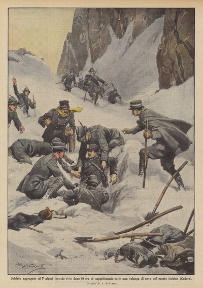 Soldier Attached to the 7th Alpini Found Alive After 40 Hours of Burial Under a Snow Avalanche by Achille Beltrame
