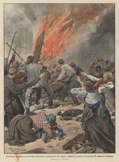 Terrible Fire in an Elementary School in Collingwood (Cleveland), Doors Broken Down by Achille Beltrame