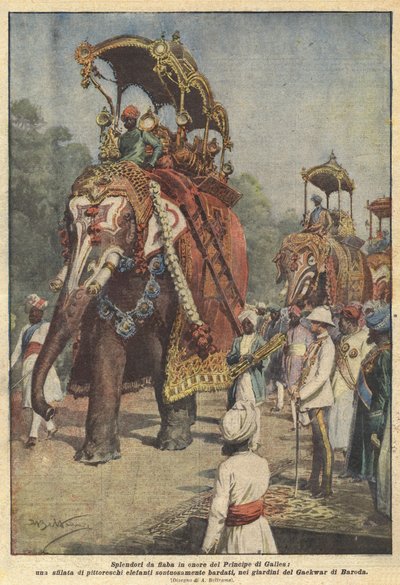 Fairytale Splendors in Honor of the Prince of Wales, a Parade of Picturesque Elephants by Achille Beltrame