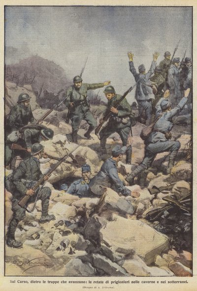 On the Karst, Behind the Advancing Troops, the Raids of Prisoners in the Caves and Underground by Achille Beltrame