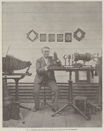 T. A. Edison Working on a New Invention by Achille Beltrame