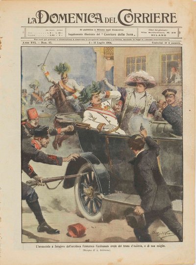 The Assassination of Archduke Franz Ferdinand of Austria and His Wife in Sarajevo, 28th June 1914 by Achille Beltrame