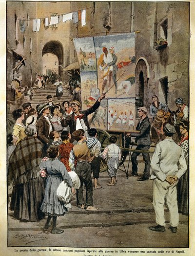 Folk Songs Inspired by War in Libya Being Sung in Naples by Ballad-Singers by Achille Beltrame